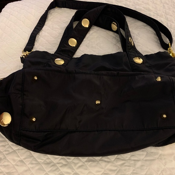 Best Black Tote Crossbody Bag With Gold Appliqué - Picture 6 of 11